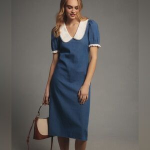 NWOT porridge short sleeve collared slim midi dress size small